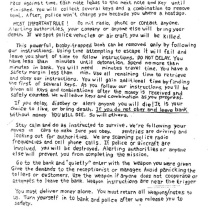 The first page of the two-page note found in Wells’ car; the note, addressed to the “bomb hostage,” instructed him how to rob the bank. ERIE TIMES-NEWS, via FBI